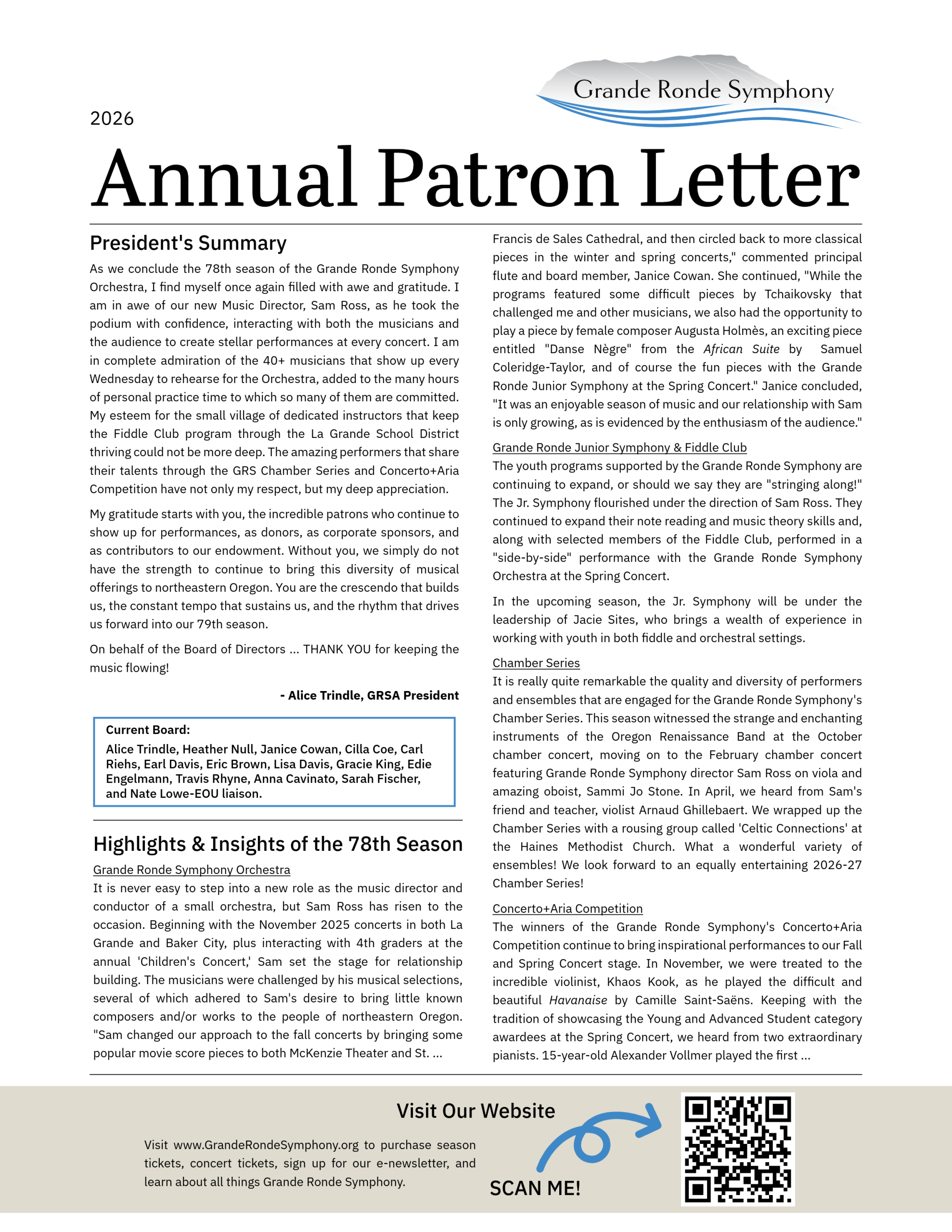 2026 Patron Letter 